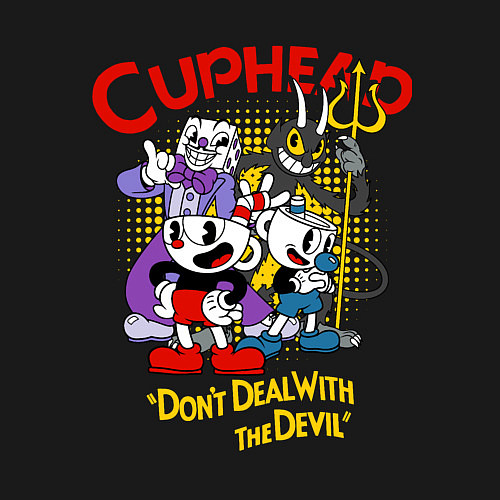 Мужской свитшот Cuphead, главные герои / Черный – фото 3