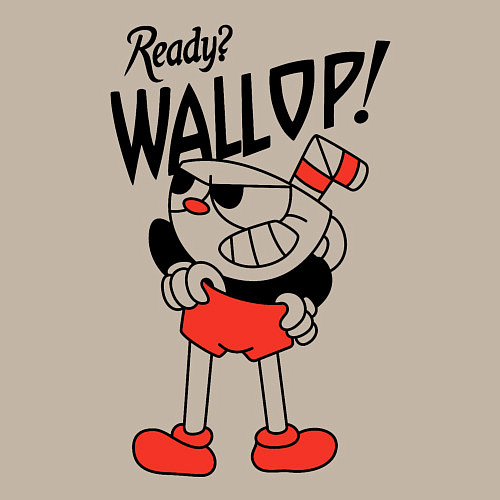 Мужской свитшот Cuphead: Ready? Wallop! / Миндальный – фото 3