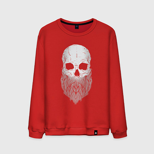 Мужской свитшот Череп с бородой Bearded Skull / Красный – фото 1