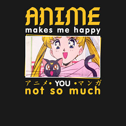 Свитшот хлопковый мужской Anime makes me happy, цвет: черный — фото 2