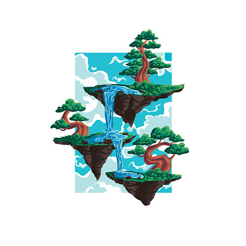 Мужской свитшот Парящие острова Пейзаж / Белый – фото 3