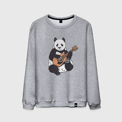 Свитшот хлопковый мужской Панда гитарист Panda Guitar, цвет: меланж