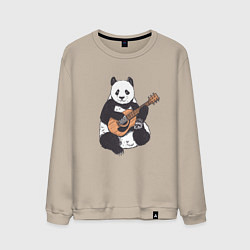 Свитшот хлопковый мужской Панда гитарист Panda Guitar, цвет: миндальный