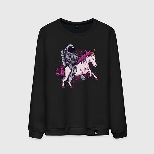 Мужской свитшот Космонавт на единороге / Черный – фото 1
