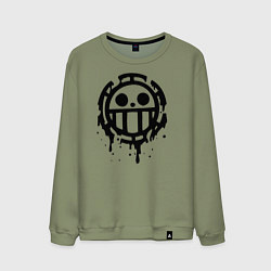 Свитшот хлопковый мужской One Piece знак черной краской, цвет: авокадо
