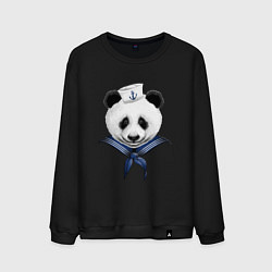 Свитшот хлопковый мужской Captain Panda, цвет: черный