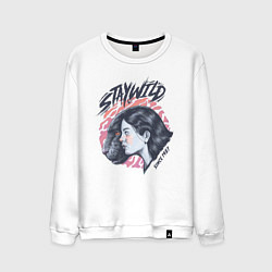 Свитшот хлопковый мужской Девушка - пантера StayWild, цвет: белый