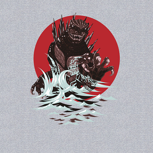Мужской свитшот Годзилла в японском стиле / Меланж – фото 3
