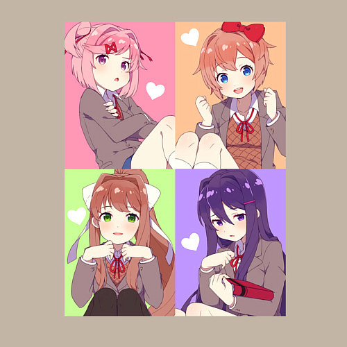 Мужской свитшот Girls Doki Doki коллаж / Миндальный – фото 3