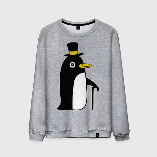 Мужской свитшот Пингвин в шляпе / Меланж – фото 1