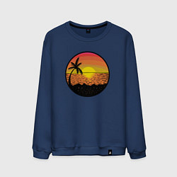 Свитшот хлопковый мужской Закат солнце на пляже, цвет: тёмно-синий