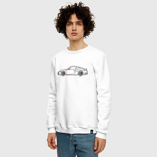 Мужской свитшот Porsche 911 Tubro S / Белый – фото 3