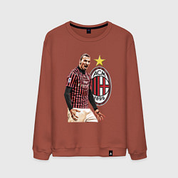 Свитшот хлопковый мужской Zlatan Ibrahimovic Milan Italy, цвет: кирпичный