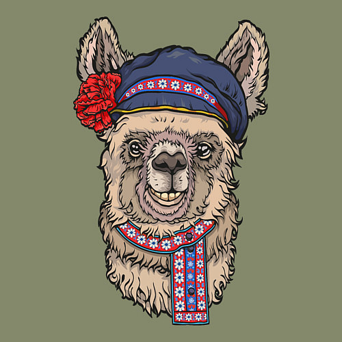 Мужской свитшот Славянская лама / Авокадо – фото 3