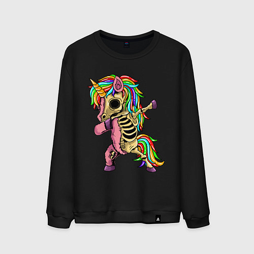 Мужской свитшот Единорог зомби dab / Черный – фото 1