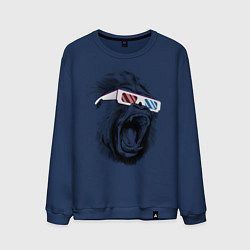 Свитшот хлопковый мужской Дикая горилла, цвет: тёмно-синий