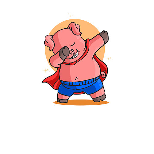 Мужской свитшот Свинка супермен даббинг / Белый – фото 3