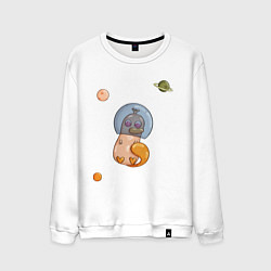 Свитшот хлопковый мужской Утконос и космос, цвет: белый