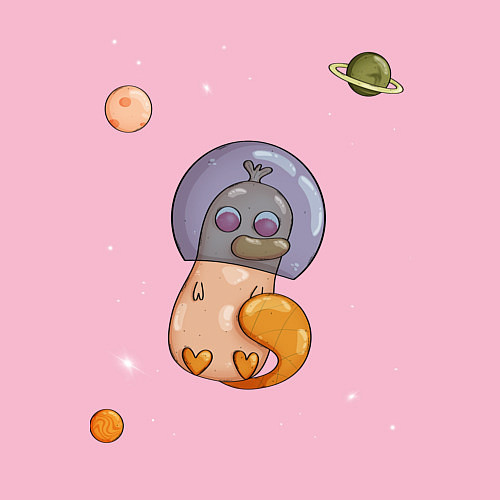 Мужской свитшот Утконос и космос / Светло-розовый – фото 3