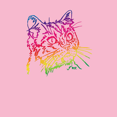 Мужской свитшот Rainbow Cat / Светло-розовый – фото 3