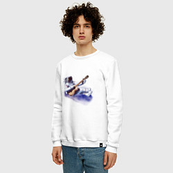 Свитшот хлопковый мужской Космонавт гитарист, цвет: белый — фото 2