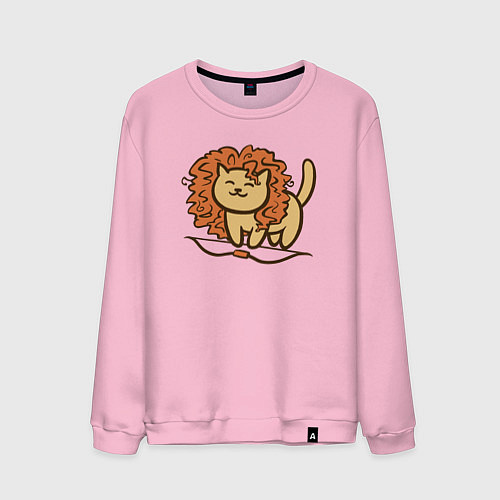 Мужской свитшот Cat Lion / Светло-розовый – фото 1