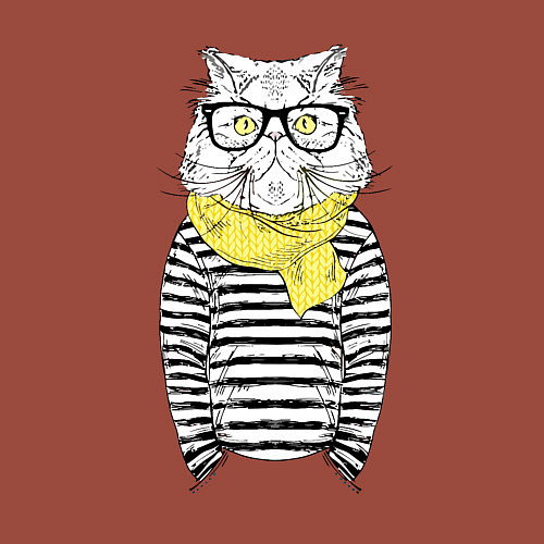 Мужской свитшот Hipster Cat / Кирпичный – фото 3