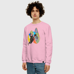 Свитшот хлопковый мужской Энди Уорхол pop-art, цвет: светло-розовый — фото 2