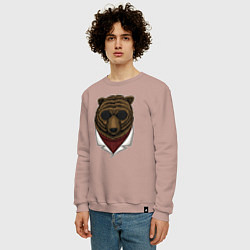Свитшот хлопковый мужской Медведь в очках, цвет: пыльно-розовый — фото 2
