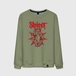 Свитшот хлопковый мужской Slipknot Slip Goats Art, цвет: авокадо