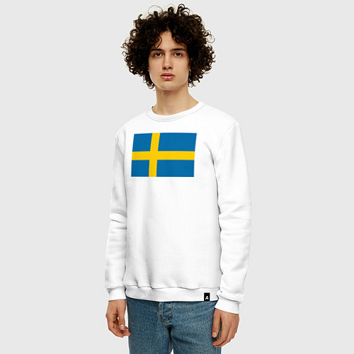 Мужской свитшот Швеция Флаг Швеции / Белый – фото 3