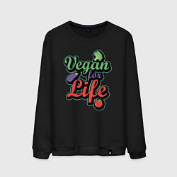 Свитшот хлопковый мужской Vegan For Life, цвет: черный