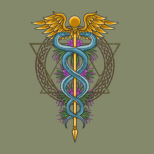 Мужской свитшот Кадуцей / Авокадо – фото 3