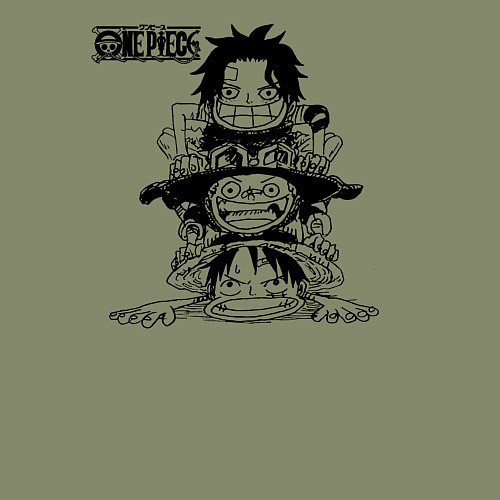 Мужской свитшот Эйс, Луффи и Сабо - Братство ASL / Авокадо – фото 3