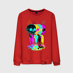 Свитшот хлопковый мужской 4 ЧЕРЕПА SKULLS NEON, цвет: красный