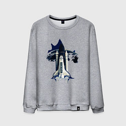 Свитшот хлопковый мужской Полёт на орбиту!, цвет: меланж