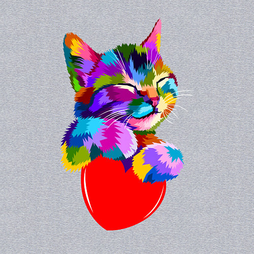 Мужской свитшот РАДУЖНЫЙ КОТИК RAINBOW KITTY / Меланж – фото 3