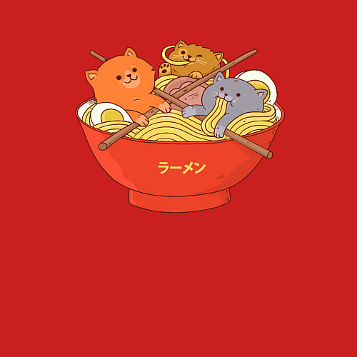 Мужской свитшот Вкусные котики / Красный – фото 3