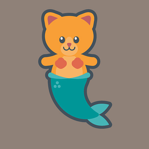 Мужской свитшот Cat Mermaid / Утренний латте – фото 3