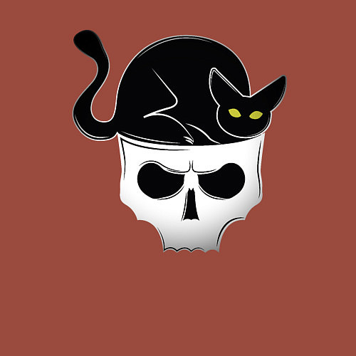 Мужской свитшот Skull Cat / Кирпичный – фото 3