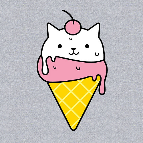 Мужской свитшот Ice Cream Cat / Меланж – фото 3