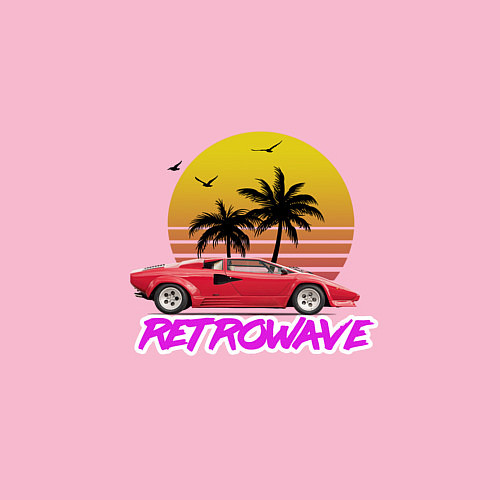 Мужской свитшот Retrowave style 2 / Светло-розовый – фото 3