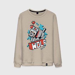 Мужской свитшот Майнкрафт Волк, Minecraft Wolf