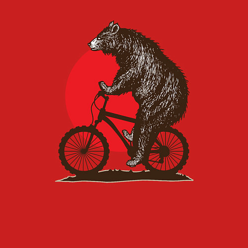 Мужской свитшот Медведь на велосиеде / Красный – фото 3