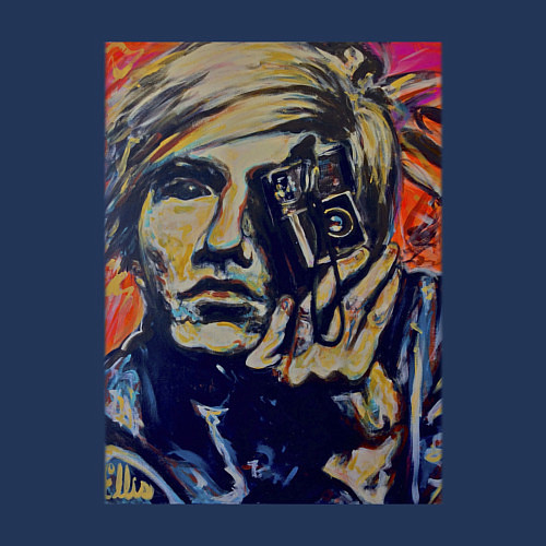 Мужской свитшот Автопортрет Энди Уорхола / Тёмно-синий – фото 3