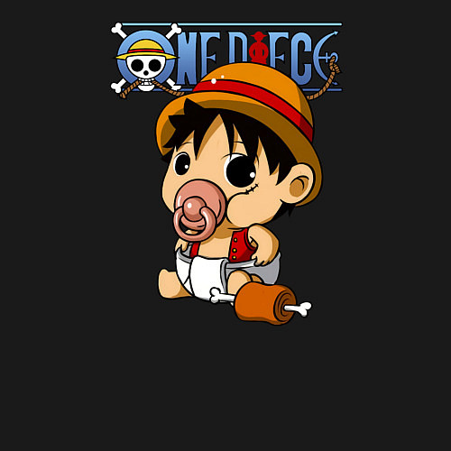Мужской свитшот Малыш Луффи One Piece / Черный – фото 3