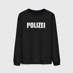 Свитшот хлопковый мужской POLIZEI Полиция Надпись Белая, цвет: черный