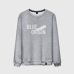 Свитшот хлопковый мужской Blue Origin logo перо, цвет: меланж