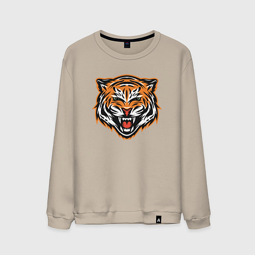 Мужской свитшот Грозный тигр / Миндальный – фото 1