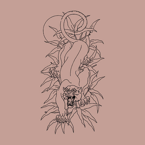 Мужской свитшот Пантера в джунглях тату / Пыльно-розовый – фото 3